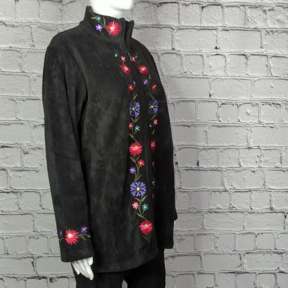 Susan Graver Black Floral Embroidered Velour Jacket, Women's Small NWT - Picture 3 of 11
